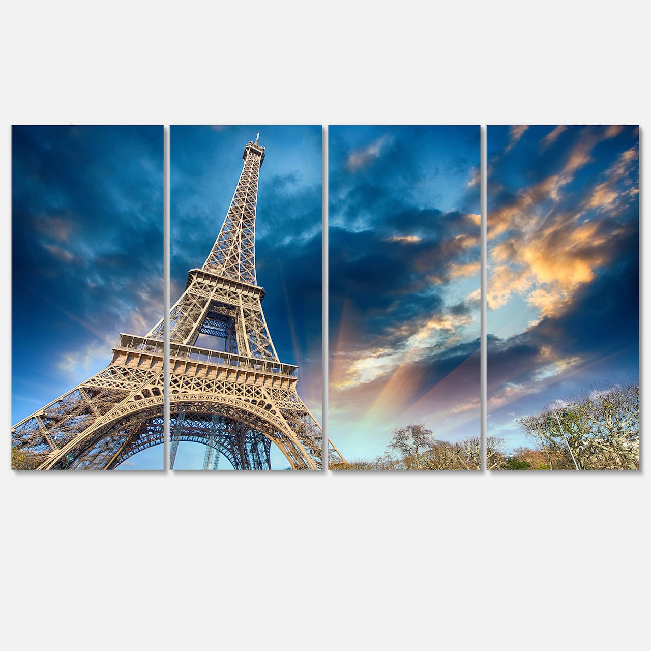 Designart - Beautiful View of Paris Paris Eiffel Towerunder Fiery Sky - Cityscape Canvas Print